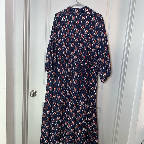 NEW Anthropologie Maeve Bettina Tiered Ruffle Sailboat Maxi Shirt Dress, 2X - Picture 6 of 12
